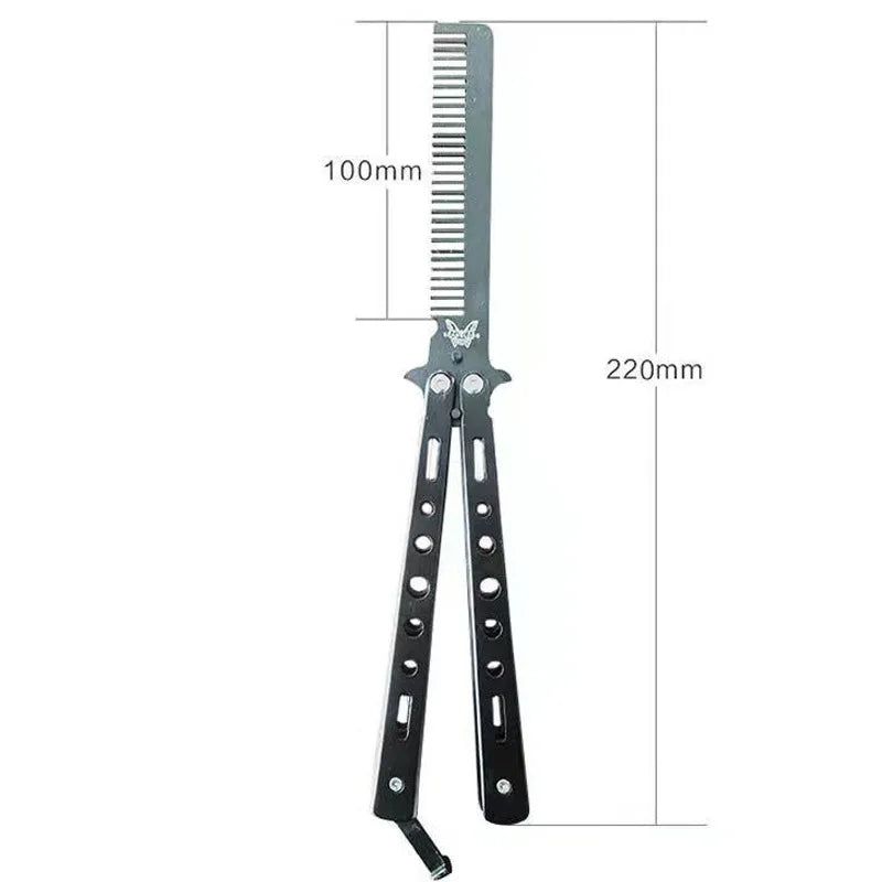 Folding Butterfly Comb for Men Portable Butterfly Training Comb Knife Foldable Trainer Pocket Flail Metal Knife Uncut Blade