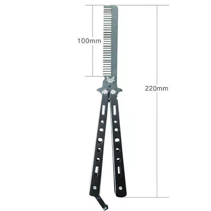 Folding Butterfly Comb for Men Portable Butterfly Training Comb Knife Foldable Trainer Pocket Flail Metal Knife Uncut Blade