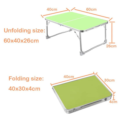 EFAN Small Folding Picnic Camping Table 60x40x26cm, Aluminium Lightweight Foldable Picnic Laptop Bed Travelling Portable Table