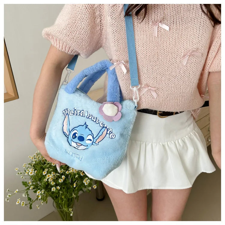 Stitch Women's Plush Shoulder Bags Large Capacity Ctue Crossbody Bag For Pretty Girl Makeup Bag
