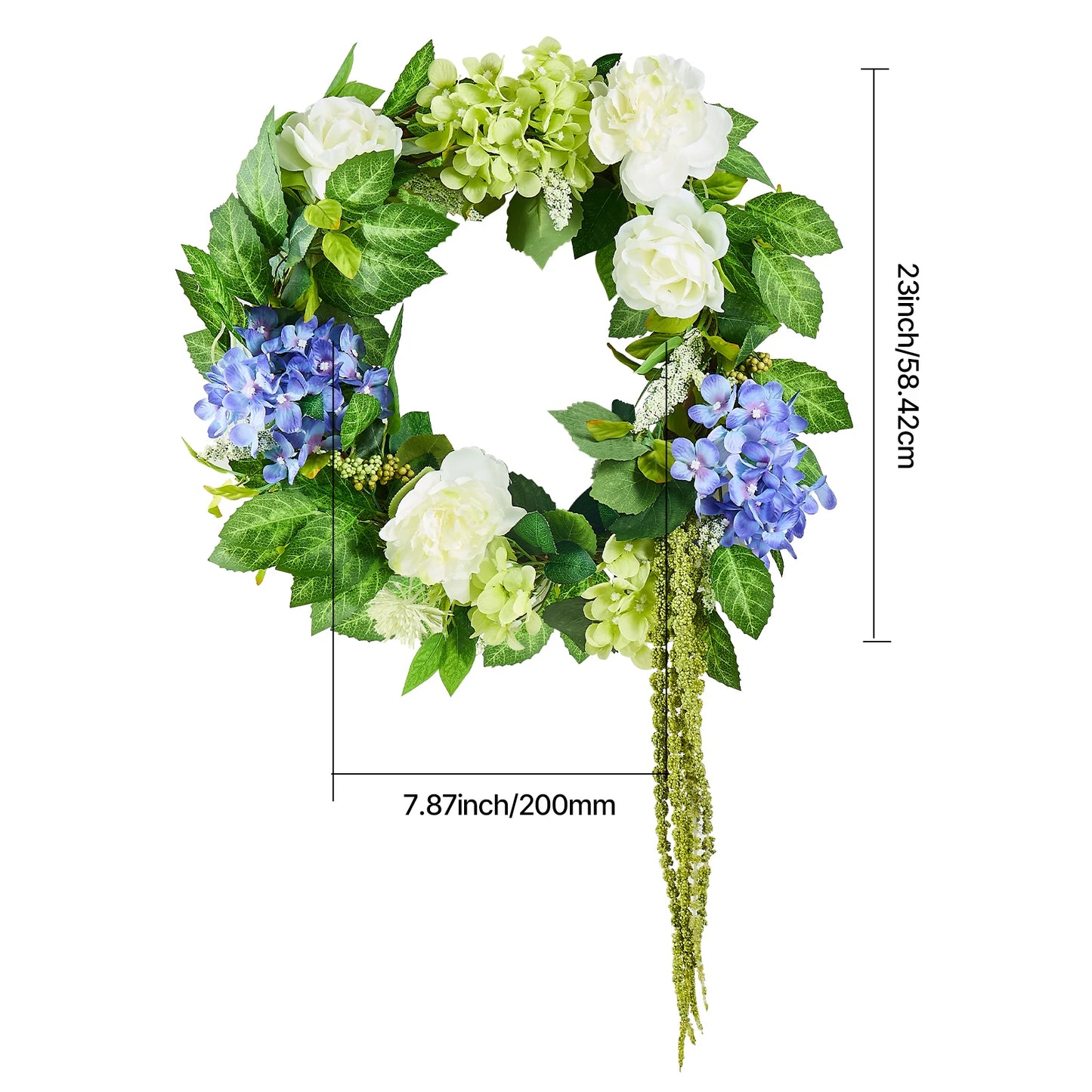 VEVOR Artificial Decorative Wreath Decorated with Peonies Hydrangeas Babysbreath Year Round Wreath for Wall Wedding Decorations