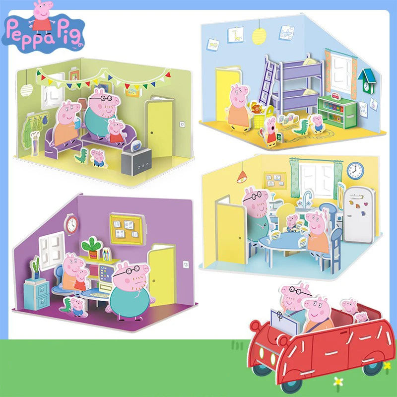 Peppa Pig 3D Puzzle Children's Puzzle Enlightenment Peppa Toys For Boys And Girls DIY Handmade House Models Gift Toys