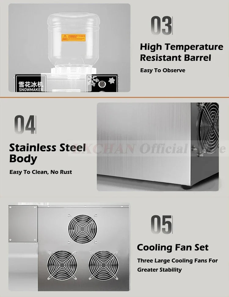 HomeWise 120KG/24H Korean Snowflake Ice Machine Commercial heavy duty Small Milk Mango Bingsu Shaver Smoothie Crusher 110V 220V
