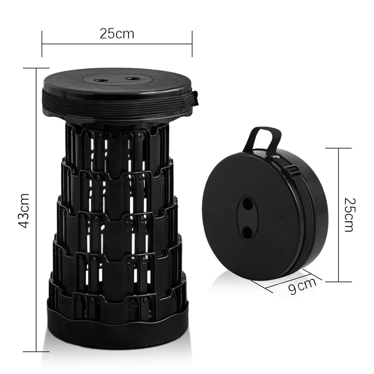 Portable Outdoor Folding Stool, Adjustable Telescoping Seat For Camping Stools