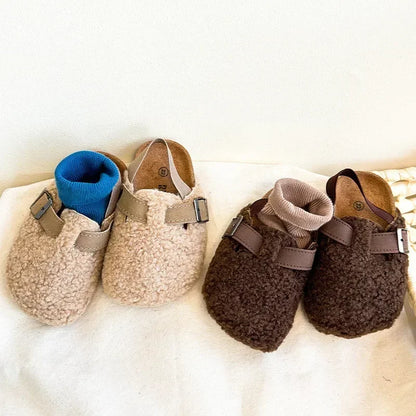 Kids Fleece Slippers - Warm Plush Clogs for Boys & Girls | Soft Sole Baby Shoes