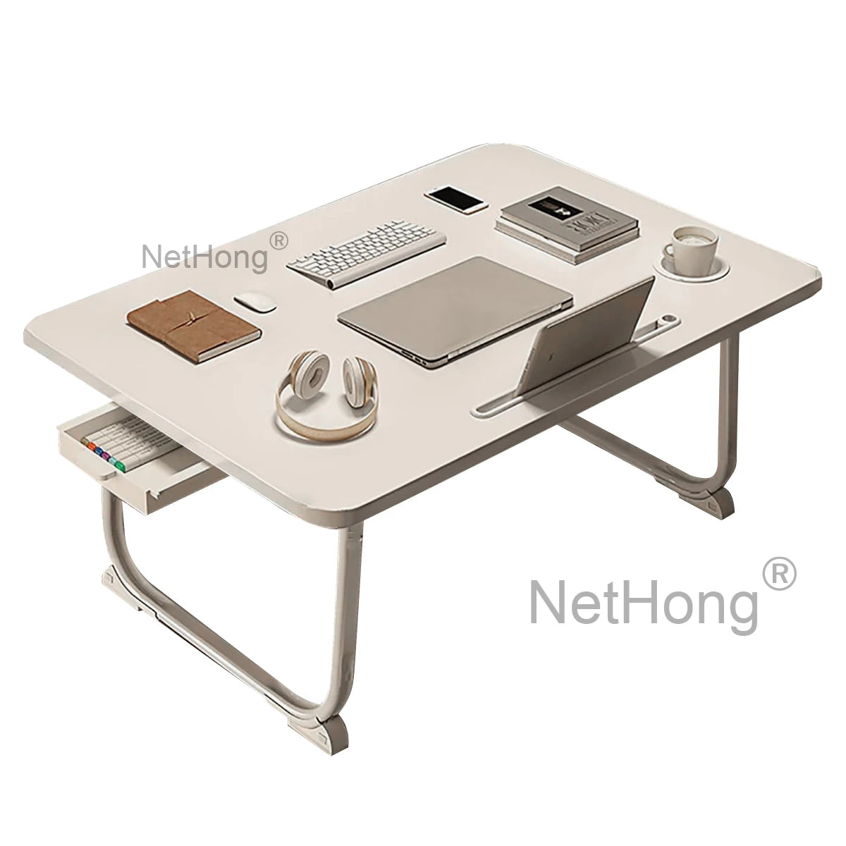 Folding Laptop Desk for Bed Tray Table Desk Bed Sofa Laptop Portable Lap Desk With tablet slot and cup holder Table support