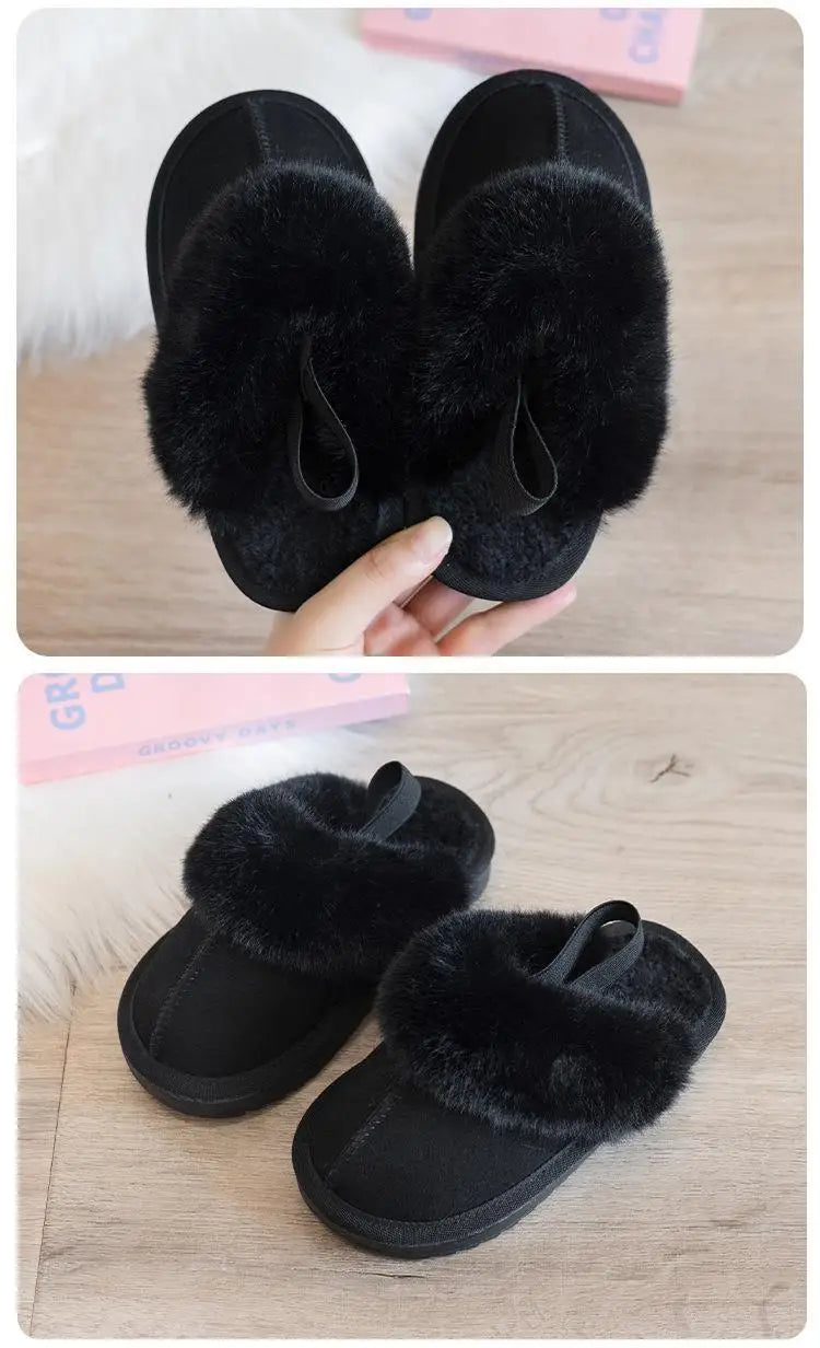 Kids Winter Slippers - Luxury Fur Lined Non-Slip Indoor Boots for Boys & Girls