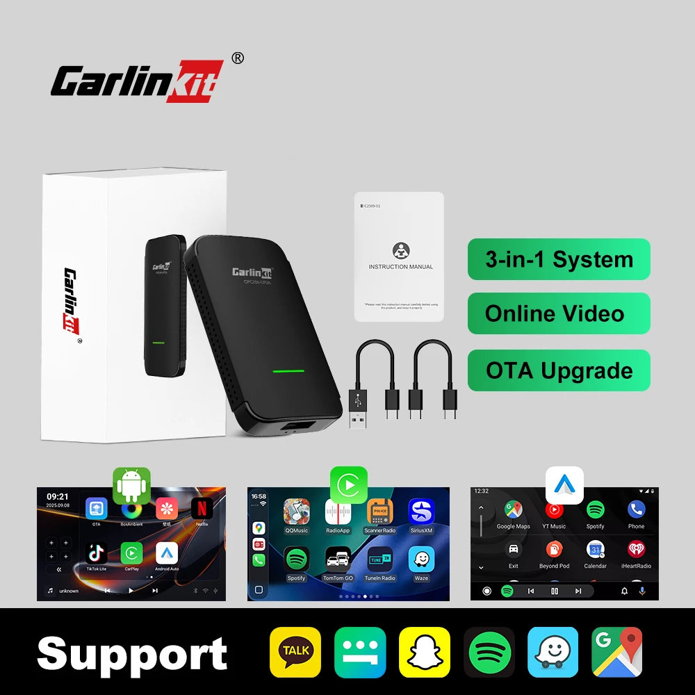 Carlinkit Android 12 CP2A Pro CarPlay Wireless Android auto Wireless Adapter Support Wired CarPlay Netflix YouTube TikTok Wifi