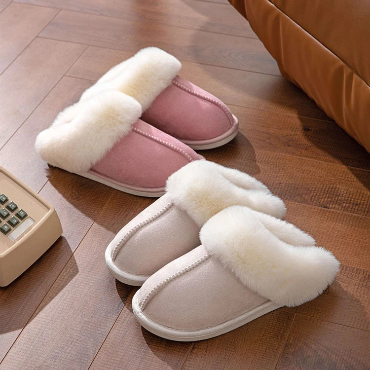 Furry Home Slippers Women 2024 Winter Designer Shoes Ladies Flats Casual Warm Plush House Fur Slides Couple Footwear Large Size