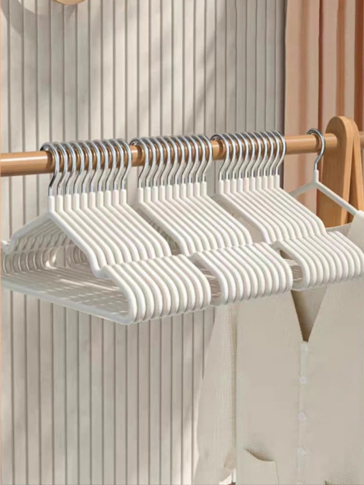 10pcs- Metal Traceless No-slip Clothes Hangers, Durable Strong Clothes Racks, Household Space Saver For Organization Of Bedroom,