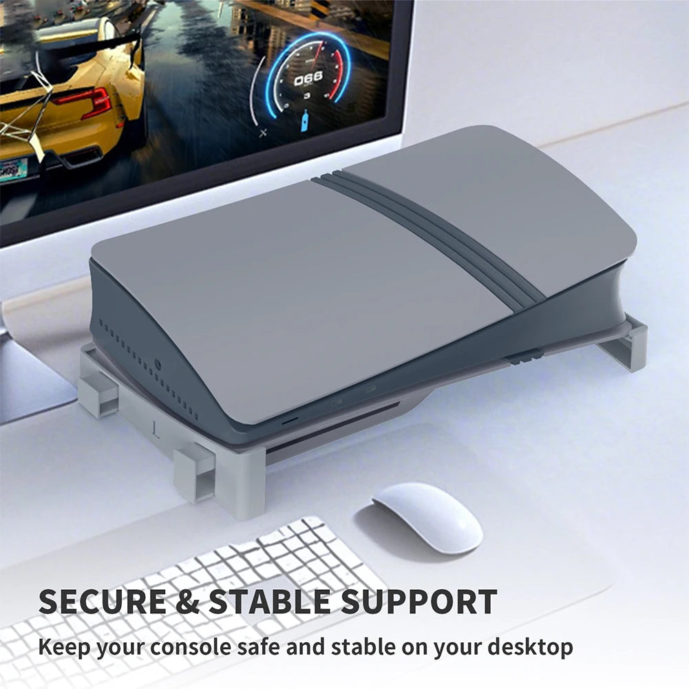 Horizontal Game Console Base Stand Holder Game Console Desk Stand Storage Rack Host Storage Rack for PS5/PS5 Slim