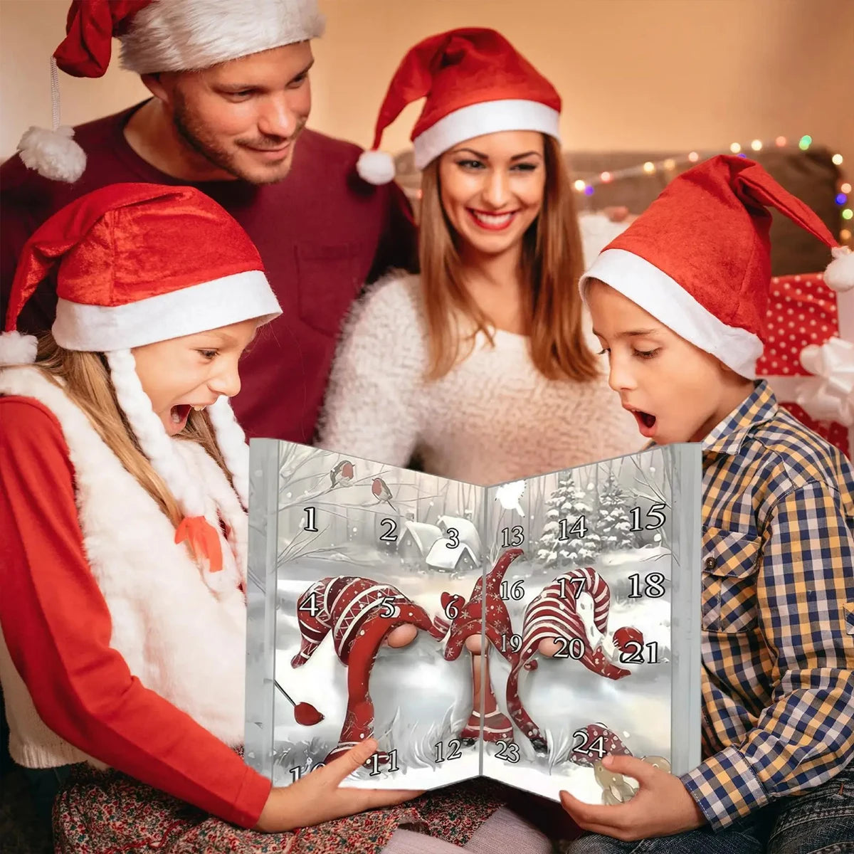 24-day Countdown Calendar Dwarf Dolls Ornaments for Centerpiece Desktop Mantel Christmas Tree 2025 Gnome Advent Calendar