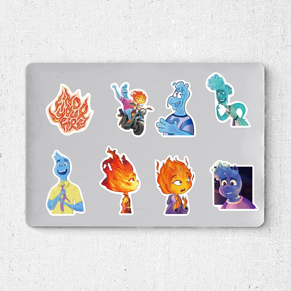 50pcs Disney Cartoon Movie Elemental Stickers for Kids Toys Kawaii Cute Decals DIY Laptop Phone Waterproof Decoration Sticker
