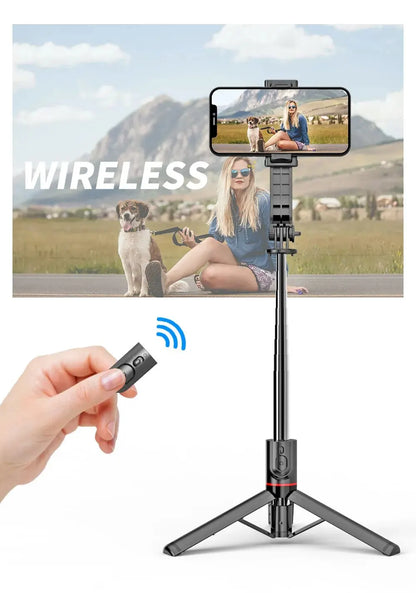 Wireless Selfie Stick for Smartphone, 44 Inch Tripod with Bluetooth Remote, Portables Foldable Stand for Vlog Shooting Record