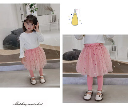 Girls Lace Princess Skirt Leggings - Premium Cotton Blend Pants for Kids Ages 2-6 Years