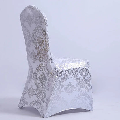 Dining Chair Covers Bronzing Gold Silver Flower Print Removable Washable Spandex Stretch Decorative Chair Slipcovers Wedding