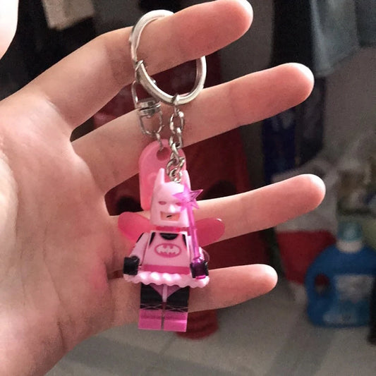 Beautiful Handmade 3D Fairy Star Pink Black Bat Magnetic Keychain Y2k Bow Key Ring Backpack Pendant Couple Keychain Gifts