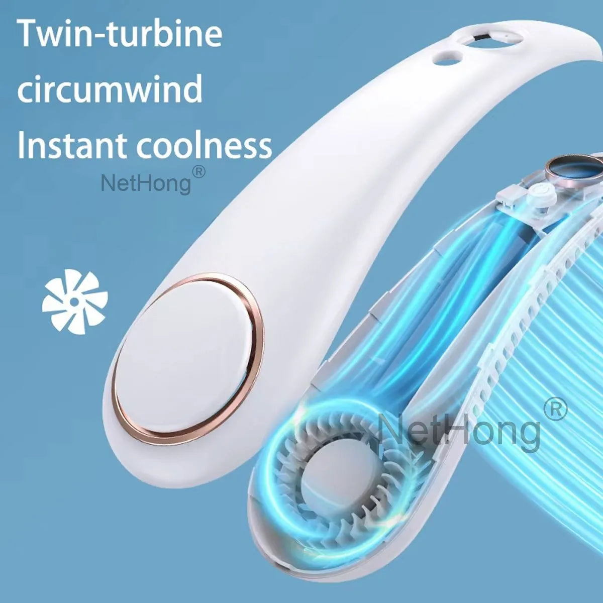 Digital Display Portable Neck Fan USB Rechargeable Wearable Travel Fans`