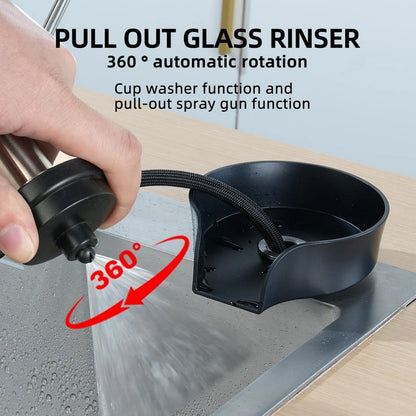 Faucet Glass Rinser High Pressure Automatic Rotating Spout Pull Out Spray Head Bottle Washer Glass Cup Cleaner Sink Attachment