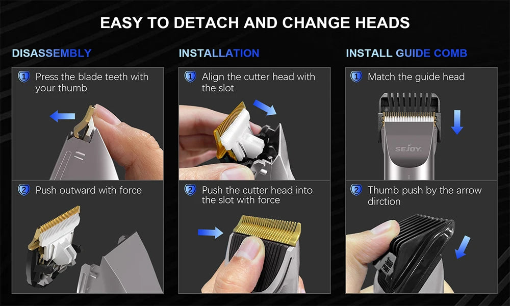 SEJOY Hair Trimmer for Men Hair Clippers for Barbers  Electric Trimmer Rechargeable Cordless Shaver (OiI Not Included)）