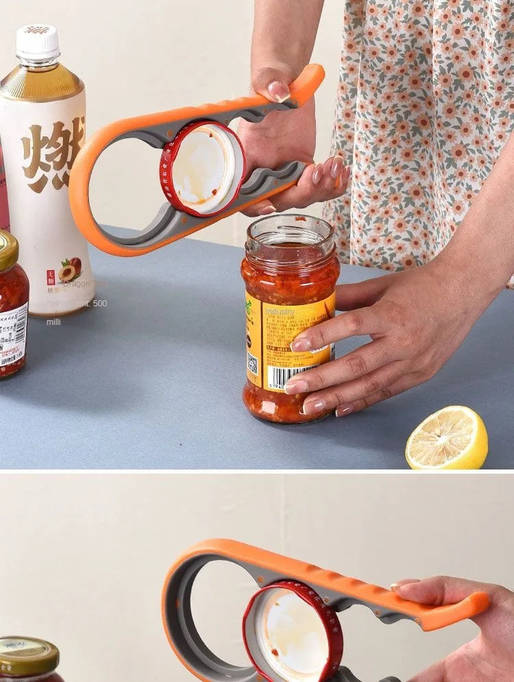 Four-in-One Bottle Opener Kitchen Multi-Functional Can Openers Cans Bottle Opener Non-Slip Labor-Saving Twist Bottle Lid Opener