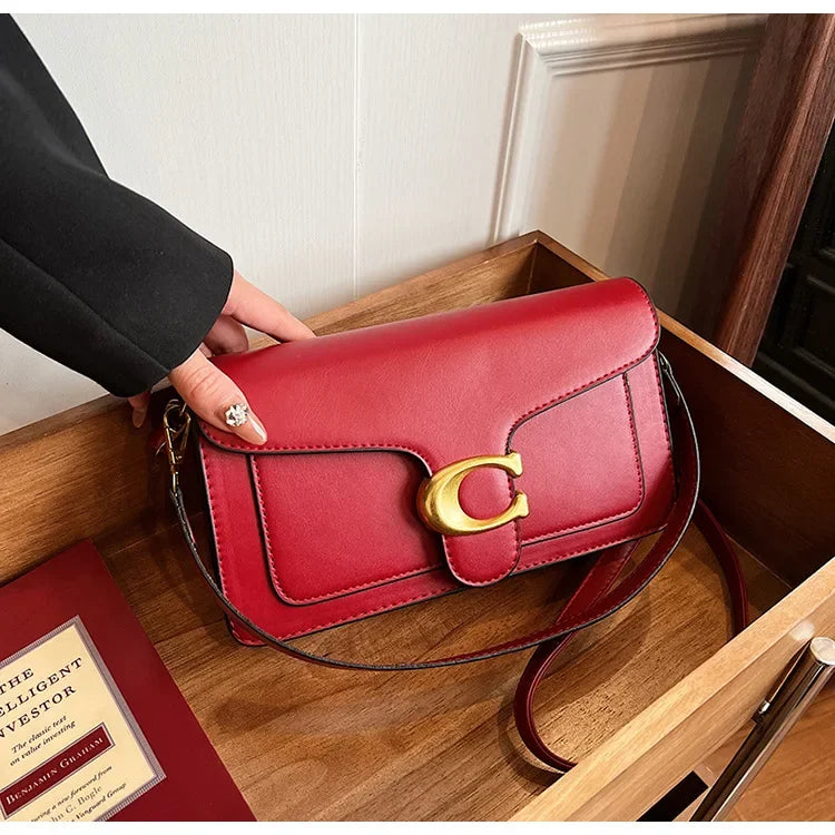 New Women's High-End Pure Color Simple Square Bag Multi-Layer Commuting Single Shoulder Bag Neutral Minimalist Style