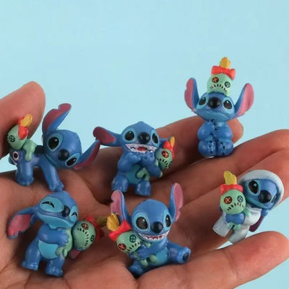 Disney 6-piece Lilo and Stitch cartoon character model series anime tabletop decorations Christmas gift