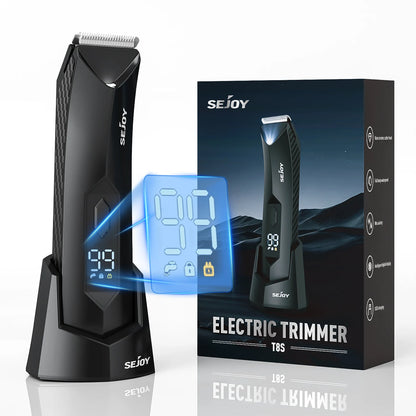 Sejoy T8S Electric Groin Hair Trimmer for Men,Rechargeable Body Groomer & Pubic Waterproof Body Hair Clippers