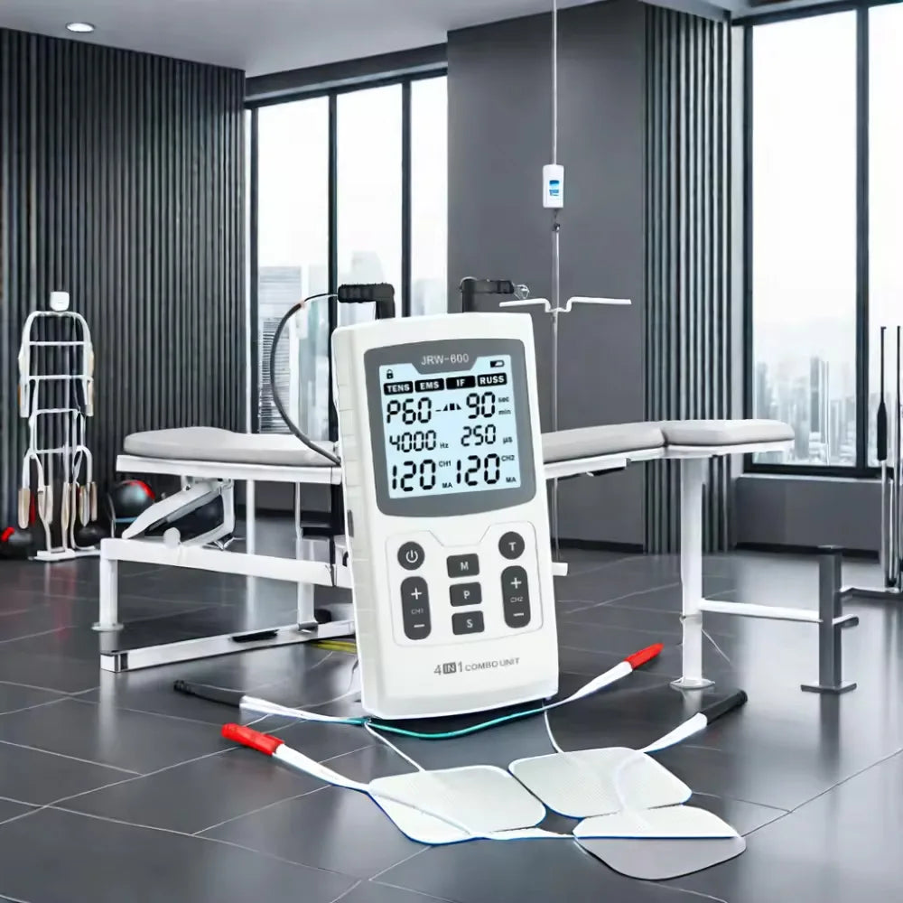 4 In 1 Electric Muscle Stimulator Interferential High-Frequency Physiotherapy Device IFT RUSS TENS Pulse Electrostimulator