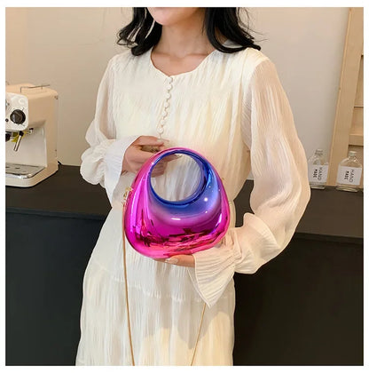 Luxury Designer Evening Clutch Clear Acrylic Women Handbags Fashion Shoulder Bag Half Moon Wedding Purses Party Tote Ladies