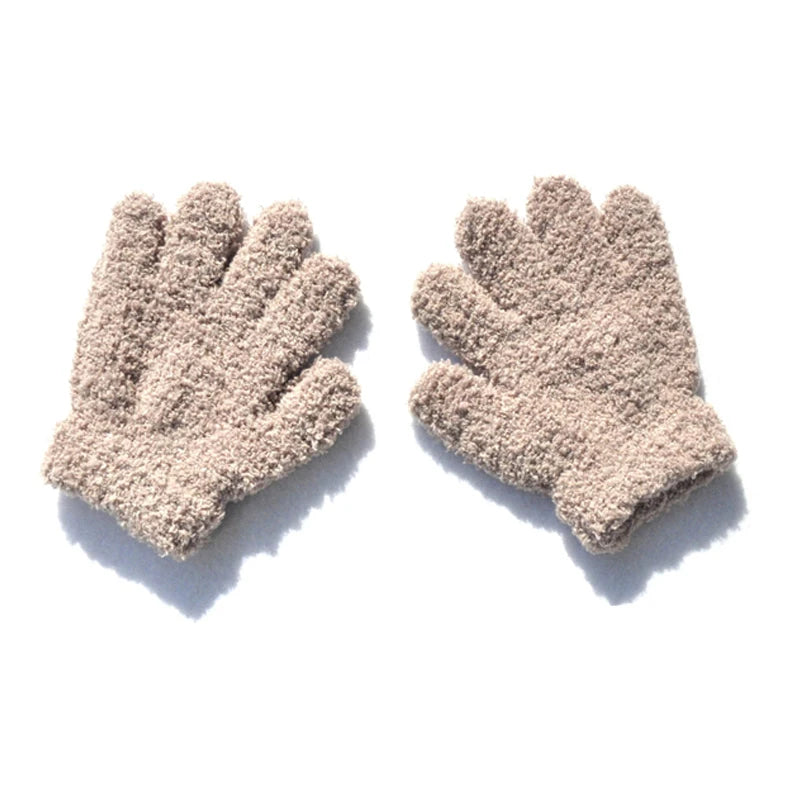 New 1-4Y Kids Gloves Winter Baby Plush Coral Gloves Toddler Full Fingers Cute Mittens Warm Windproof Glove For Boys Girls
