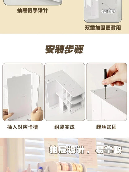 Mark Pen Pencil Holder Wooden Desk Organizers Shelves Accessories Desktop Stationery Organizer Bookshelf Home Office Storage Box