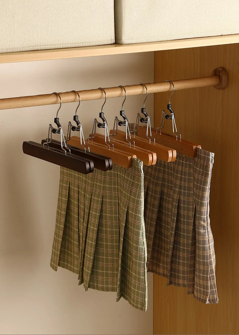 5/10PCS Pants Hanger,Wooden Skirts Clothes Hangers with 360° Swivel Hook for Closet Organizer,Non-slip Sturdy Jeans Trouser Rack