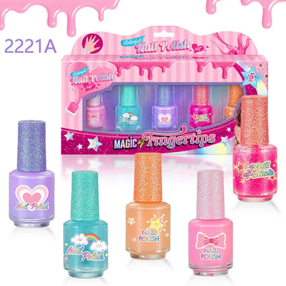 Children's Nail Polish Set 5 Color Safe Non-toxic Water-based Peelable  Girls Princess Dress Up Play House DIY Nail Art Toys