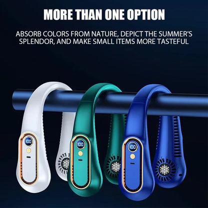 Portable Mini Hanging Neck Fan Bladeless Neckband Fan Digital Display Power Air Cooler USB Rechargeable Electric Fans Duct fan