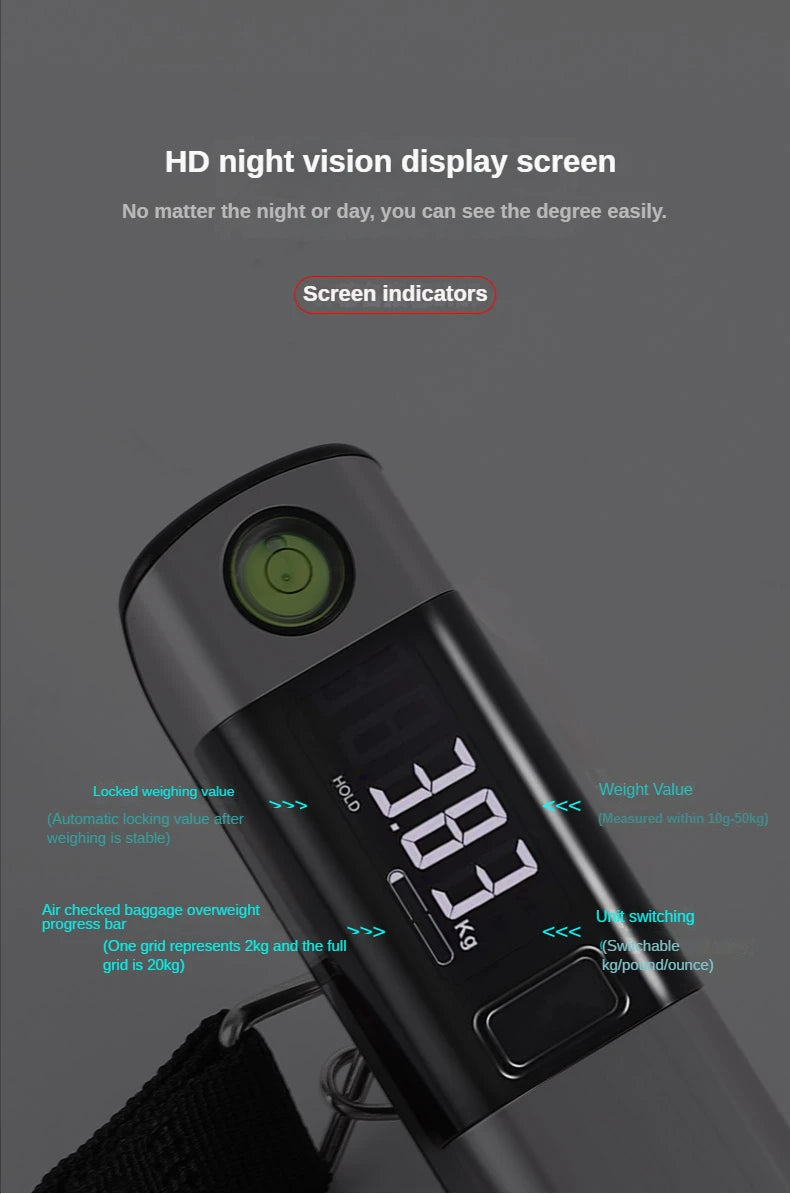 IHOYI Portable Electronic Scale, Household Small 50kg Portable Mini Spring Hook Weighing, High-Precision Luggage Weighing Device