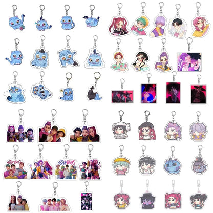 Kpop Demon Party Favors Kpop Keychains Heart Necklace Keychain Gift Kids Birthday Decoration Kpop Keychain for Bags