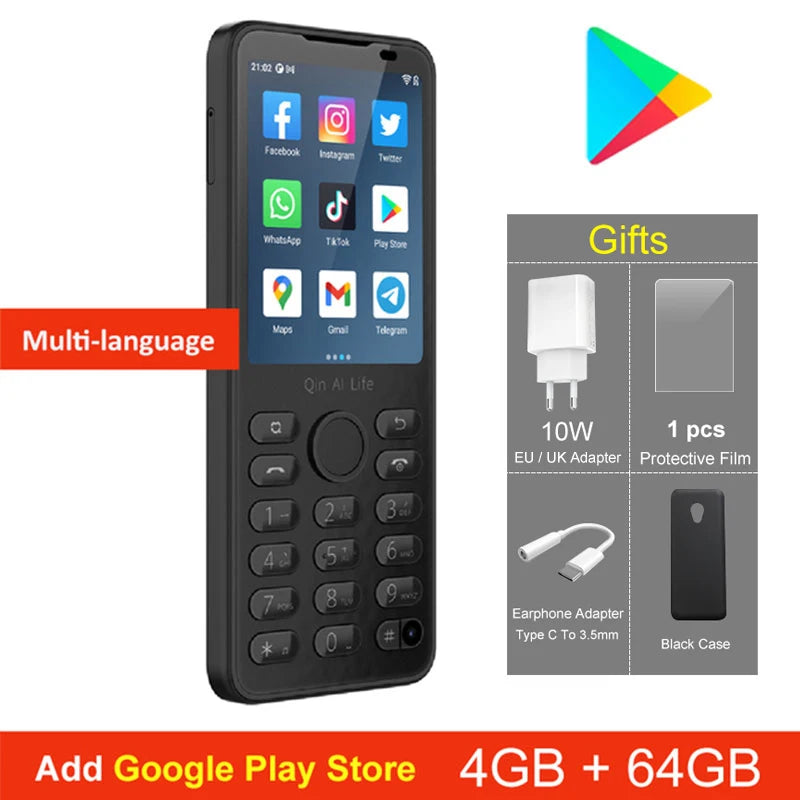 New Qin F21 Pro Smart Touch Screen Phone Wifi +2.8 Inch 3GB + 32GB / 4GB 64GB Bluetooth 5.0 480*640 Global Verison Phone