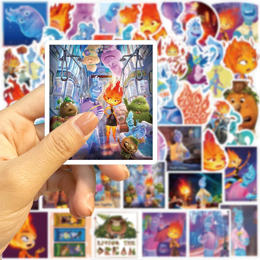 50pcs Disney Cartoon Movie Elemental Stickers for Kids Toys Kawaii Cute Decals DIY Laptop Phone Waterproof Decoration Sticker