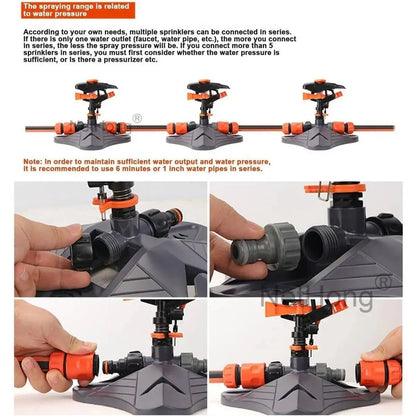 360° Water Sprinkler Lawn Irrigation Automatic Rotating For Garden Watering UK