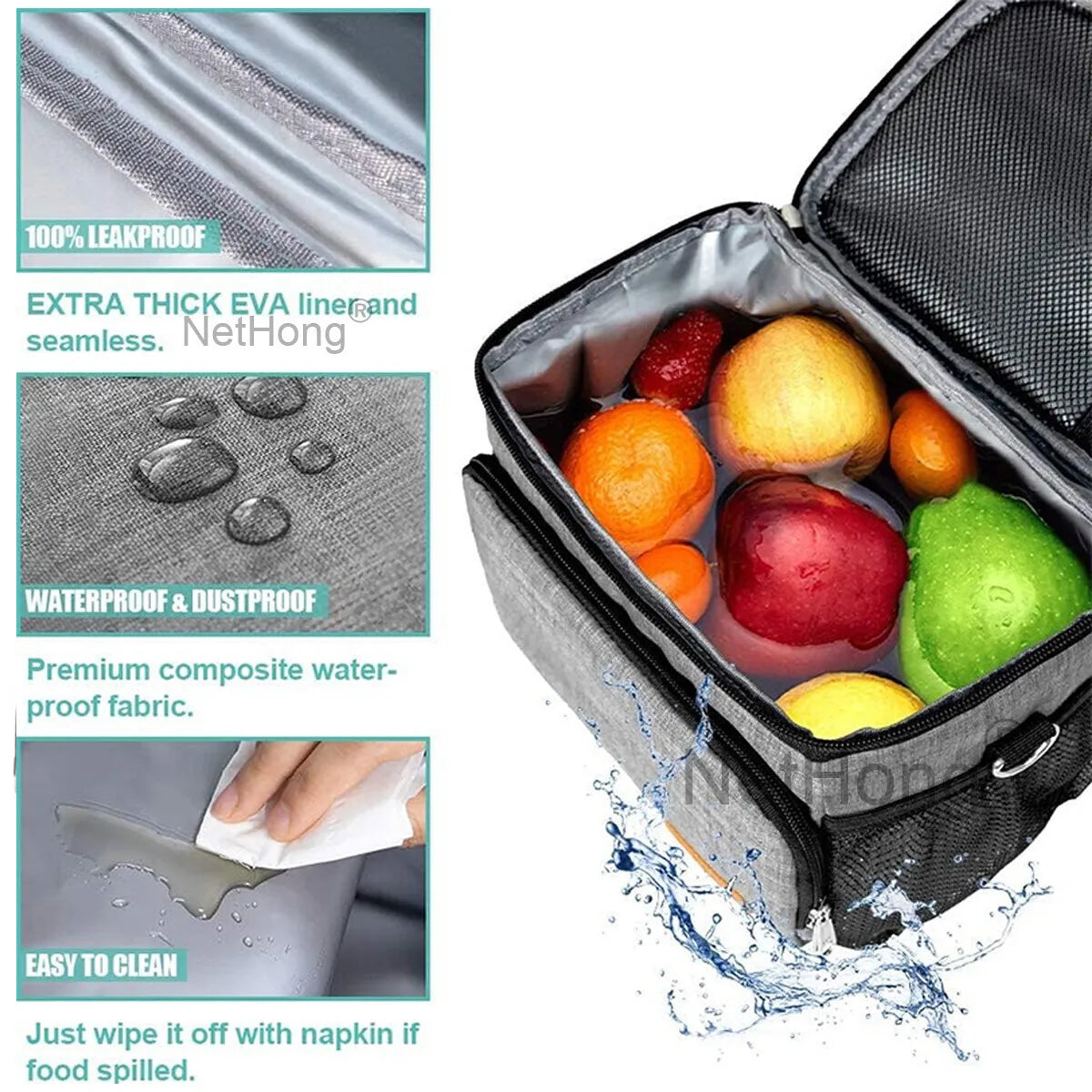 Bag, Insulated Cooler Bag Thermal Lunch Tote Bags For Men Women