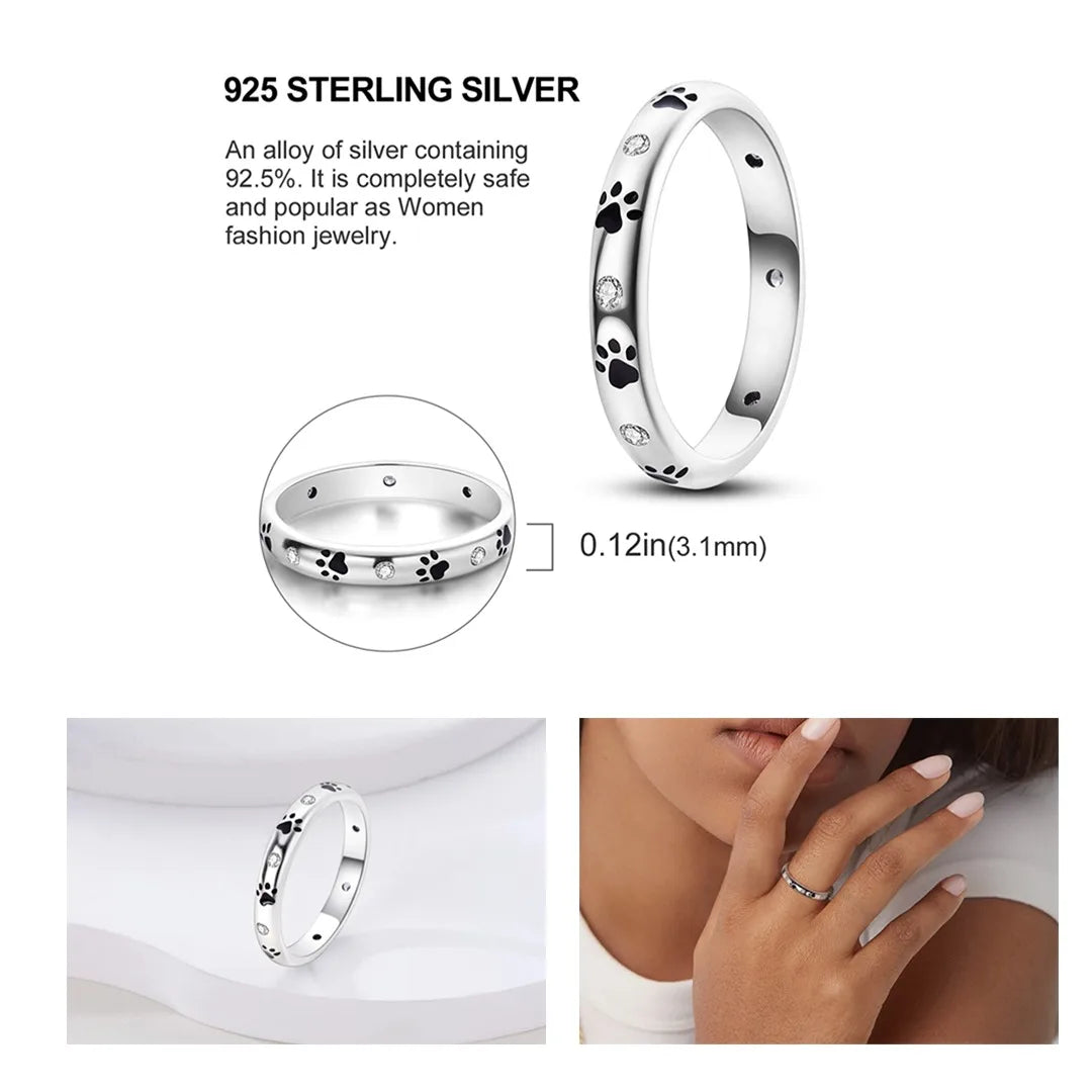 925 Sterling Silver Sparkling Zircon Ring - Classic Stackable Wedding Band for Women