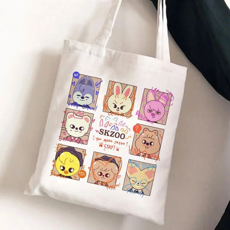 Stray Kids Skzoo Peripheral printed canvas Bag Student Casual women's hand bag shoulder bag
