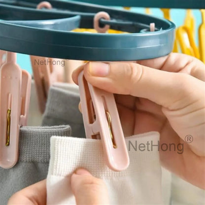 12 PEG Clothes Airer Pegs Laundry Hanger Plastic Washing Line Dryer Round UK