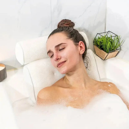 1 spa bathtub pillow with anti slip suction cups for neck and back support, bathtub/bathroom accessory