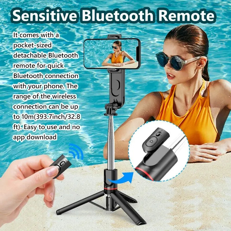 Selfie Stick with Fill Light Tripod with Bluetooth Remote Shutter Retractable Rod for iPhone Xiaomi Huawei for Phone Video Live