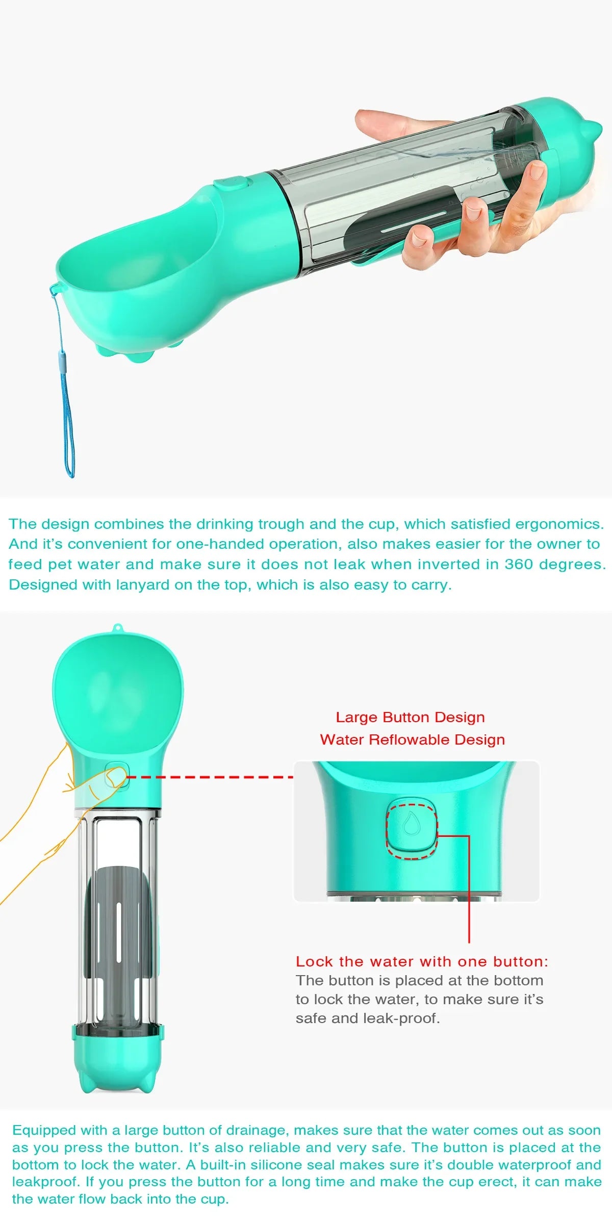 Portable Pet Dog Water Bottle For Small Large Dogs Travel Puppy Cat Drinking Bowl Outdoor Pet Water Dispenser Feeder wiht shovel