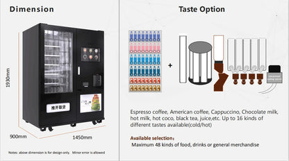 Automatic Coffee Vending Machine Drink Snacks Integrated Commercial with Snack Machines MDB System coffee machines With Grinder