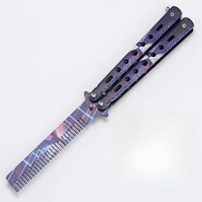 Folding Butterfly Comb for Men Portable Butterfly Training Comb Knife Foldable Trainer Pocket Flail Metal Knife Uncut Blade