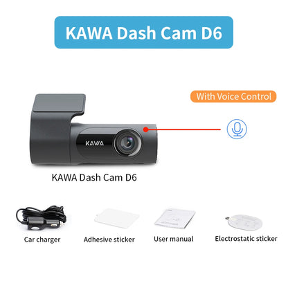 1440P KAWA Car DVR D6 Dash Cam 2K Video Recorder WiFi/App/Voice Control Dash Camera WDR G sensor Night Vision Hidden Dashcam